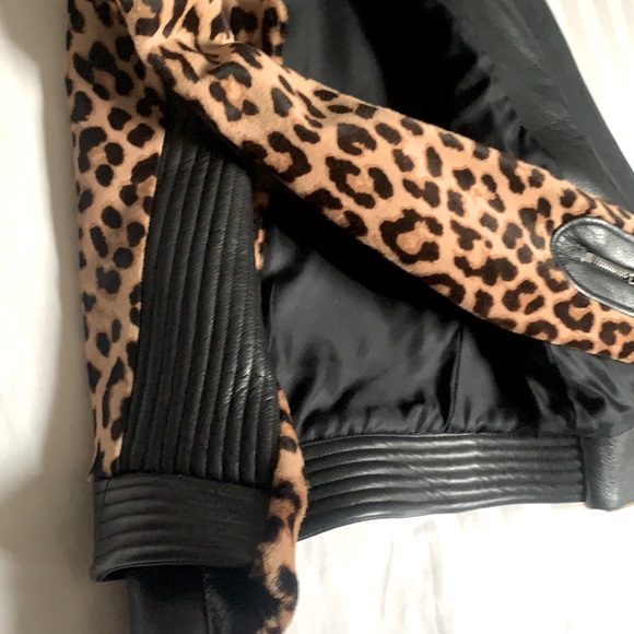 ALC Leopard Ponyhair Calf Skin Silk Leather Saville Jacket